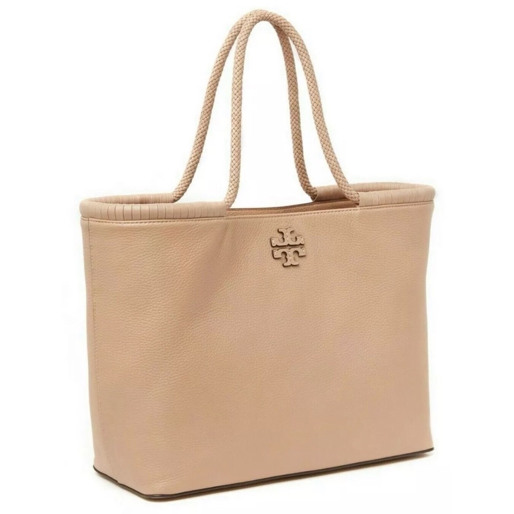 Tory Burch Taylor Tote Leather Shoulder Bag Shopper Handbag in Devon Sand - Picture 8 of 15
